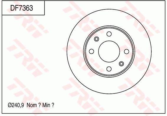 TRW Brake Rotor 240.9mm Front DF7363S