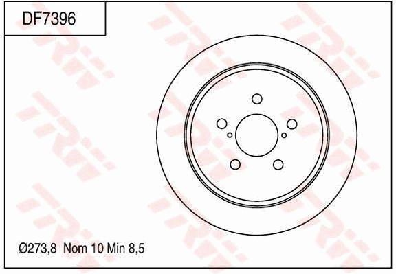 TRW Brake Rotor 273.8mm Rear DF7396S