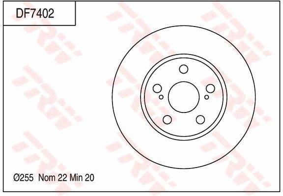 TRW Brake Rotor 255mm Front DF7402S
