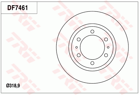 TRW Brake Rotor Single 318.9mm Front DF7461S