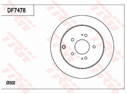 TRW Brake Rotor 302mm Rear DF7478S