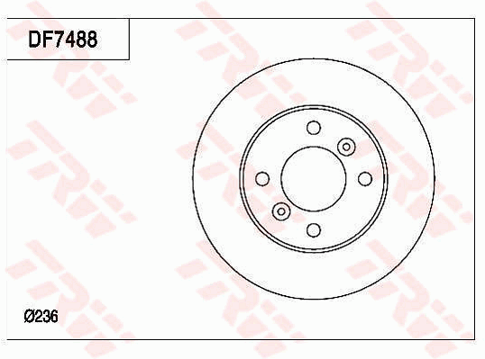 TRW Brake Rotor Single 236mm Front DF7488S