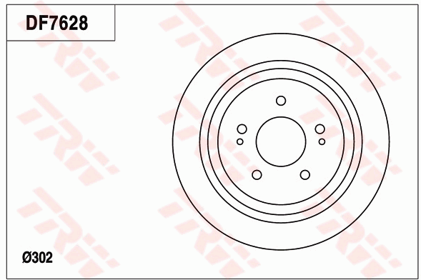TRW Brake Rotor 302mm Rear DF7628S