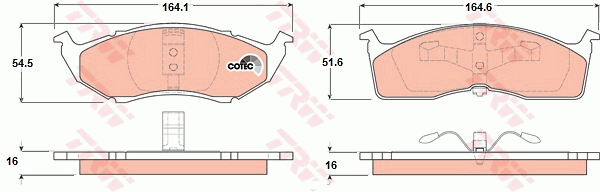 TRW DTEC Brake Pad Set Front GDB1236DT