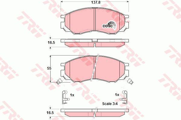 TRW DTEC Brake Pad Set Front GDB1286DT