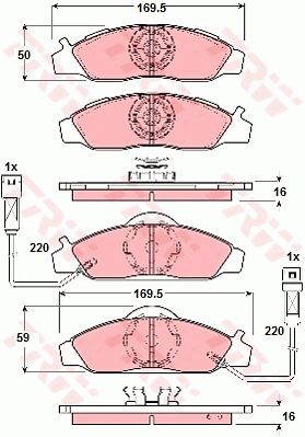 TRW Cotec Brake Pad Set Front GDB3134