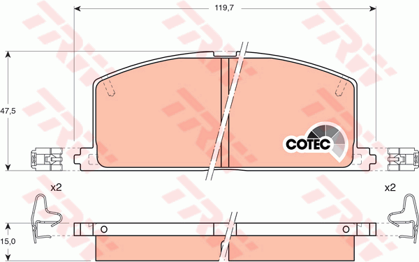 TRW DTEC Brake Pad Set Front GDB323DT
