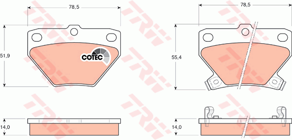 TRW DTEC Brake Pad Set Rear GDB3243DT