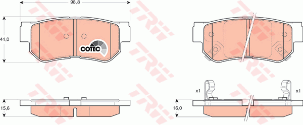 TRW DTEC Brake Pad Set Rear GDB3284DT