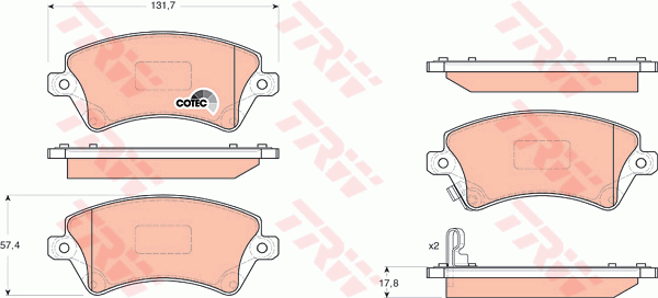 TRW DTEC Brake Pad Set Front GDB3288DT