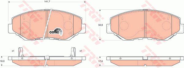 TRW DTEC Brake Pad Set Front GDB3325DT