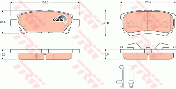 TRW DTEC Brake Pad Set Rear GDB3341DT