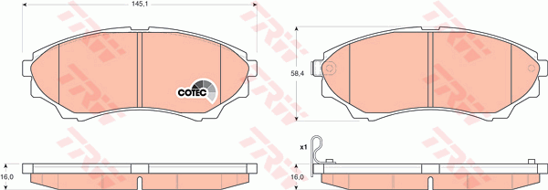 TRW Cotec Brake Pad Set Front GDB3403