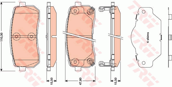 TRW DTEC Brake Pad Set Rear GDB3449DT
