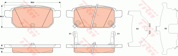 TRW Cotec Brake Pad Set Rear GDB3529