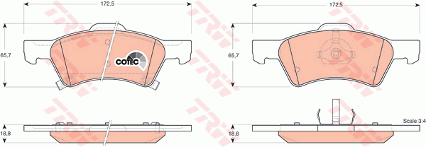TRW Cotec Brake Pad Set Front GDB4129