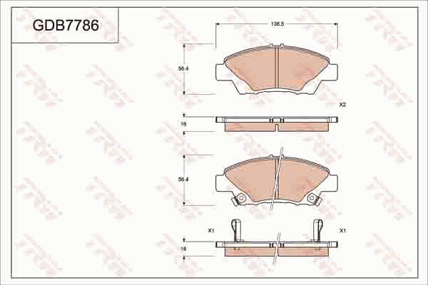 TRW DTEC Brake Pad Set Front GDB7786DT