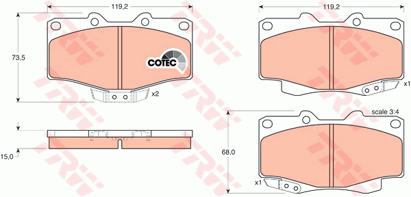 TRW DTEC Brake Pad Set Front GDB797DT