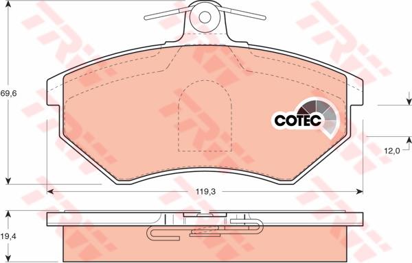 TRW Cotec Brake Pad Set Front GDB1044