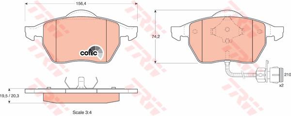 TRW Cotec Brake Pad Set Front GDB1049