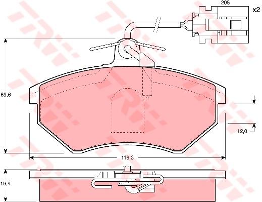 TRW Cotec Brake Pad Set Front GDB1057