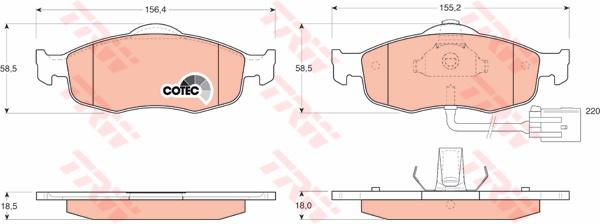 TRW Cotec Brake Pad Set Front GDB1108