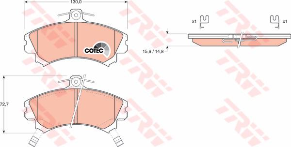 TRW DTEC Brake Pad Set Front GDB1198