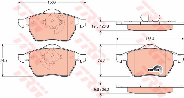 TRW Cotec Brake Pad Set Rear GDB1200