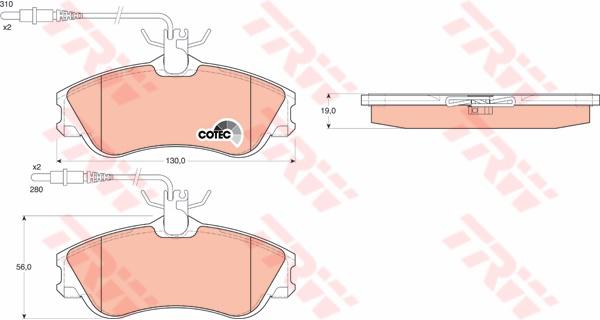 TRW Cotec Brake Pad Set Rear GDB1260