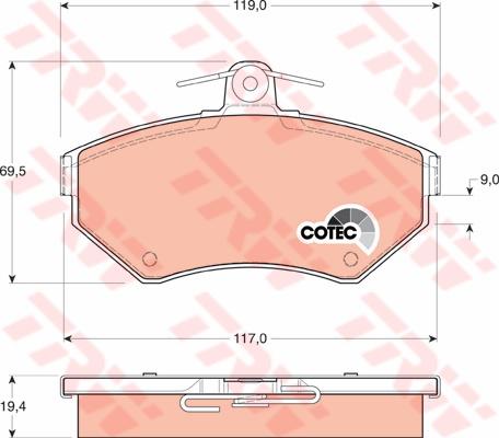 TRW Cotec Brake Pad Set Front GDB1266