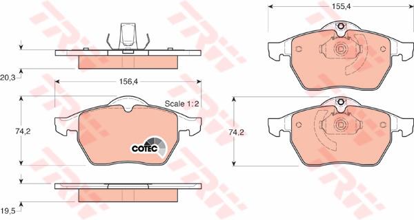 TRW Cotec Brake Pad Set Front GDB1271