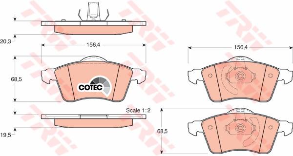 TRW Cotec Brake Pad Set Front GDB1282