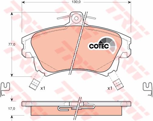 TRW Cotec Brake Pad Set Rear GDB1313