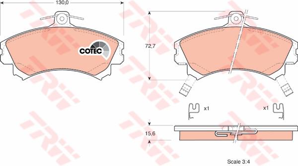 TRW Cotec Brake Pad Set Front GDB1317