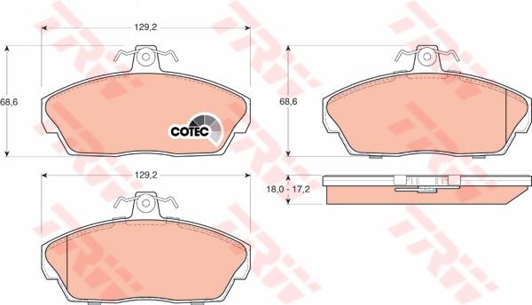 TRW Cotec Brake Pad Set Rear GDB1319