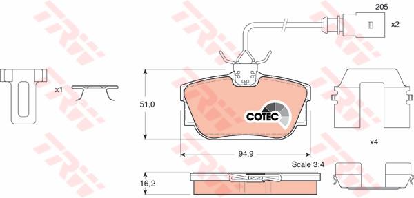 TRW Cotec Brake Pad Set Front GDB1326