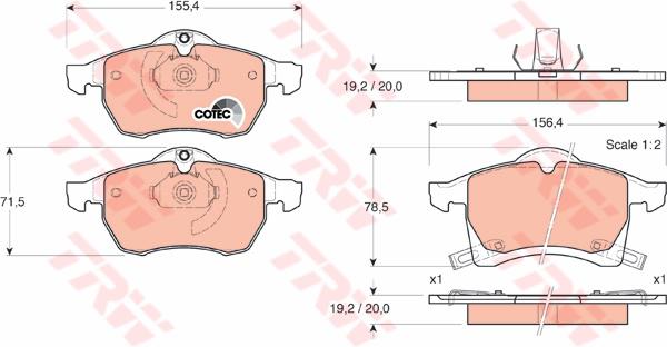 TRW Cotec Brake Pad Set Front GDB1350