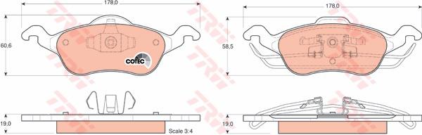 TRW Cotec Brake Pad Set Front GDB1358