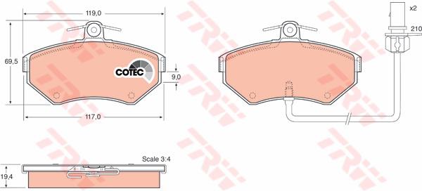 TRW Cotec Brake Pad Set Front GDB1366