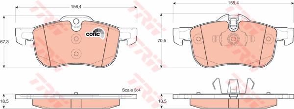 TRW Cotec Brake Pad Set Front GDB1374