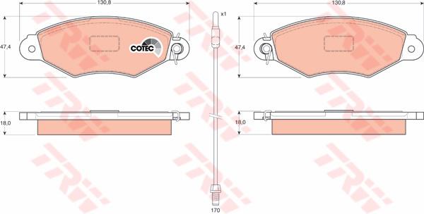 TRW Cotec Front Brake Pad Set GDB1402