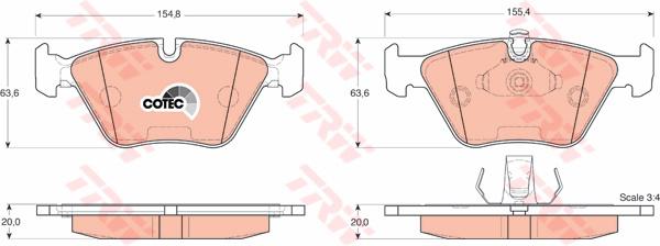 TRW Cotec Brake Pad Set Front GDB1404