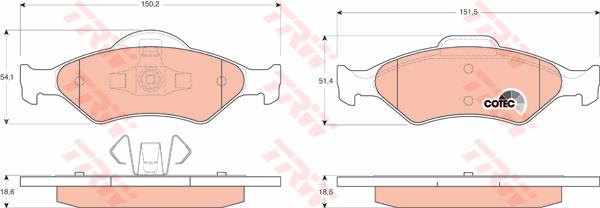 TRW Cotec Brake Pad Set Rear GDB1418