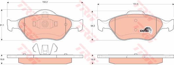TRW Cotec Brake Pad Set Front GDB1419