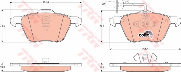 TRW Cotec Brake Pad Set Front GDB1460