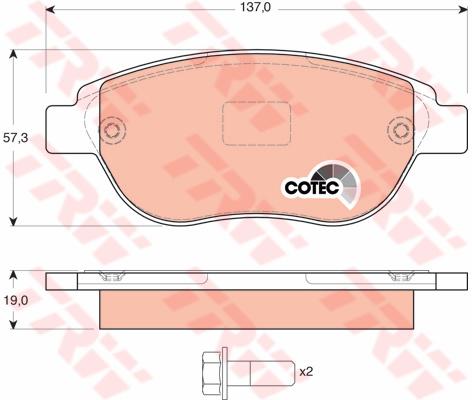 TRW Cotec Brake Pad Set Rear GDB1464