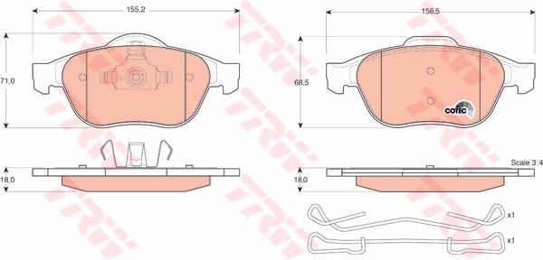 TRW Cotec Brake Pad Set Front GDB1468