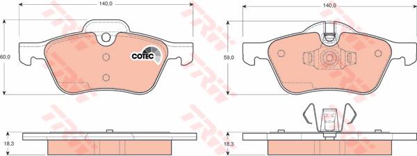 TRW Cotec Brake Pad Set Front GDB1476