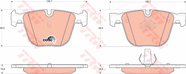 TRW Cotec Brake Pad Set Rear GDB1502