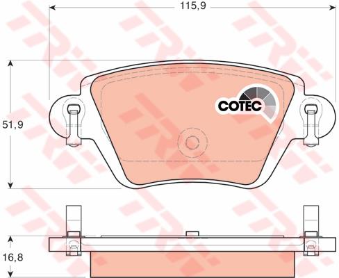 TRW Cotec Brake Pad Set Rear GDB1525